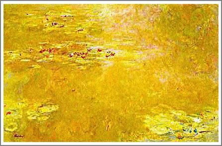 風水インテリア（金運）2位 モネ【睡蓮～黄金色～】 - 手描き 絵画