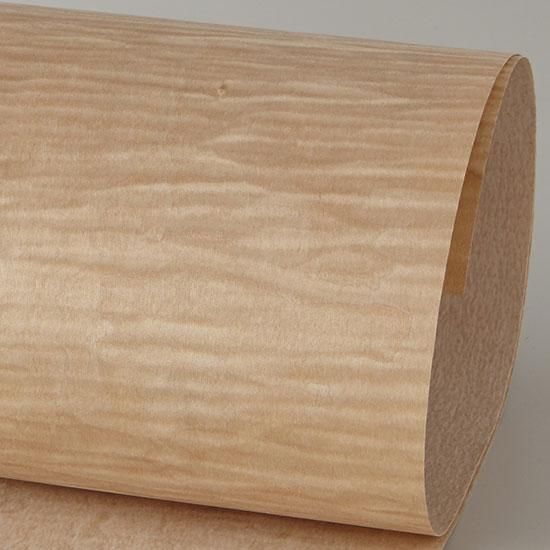 カーリーメープル杢目の天然木のツキ板シート「クイックタイプ」A4