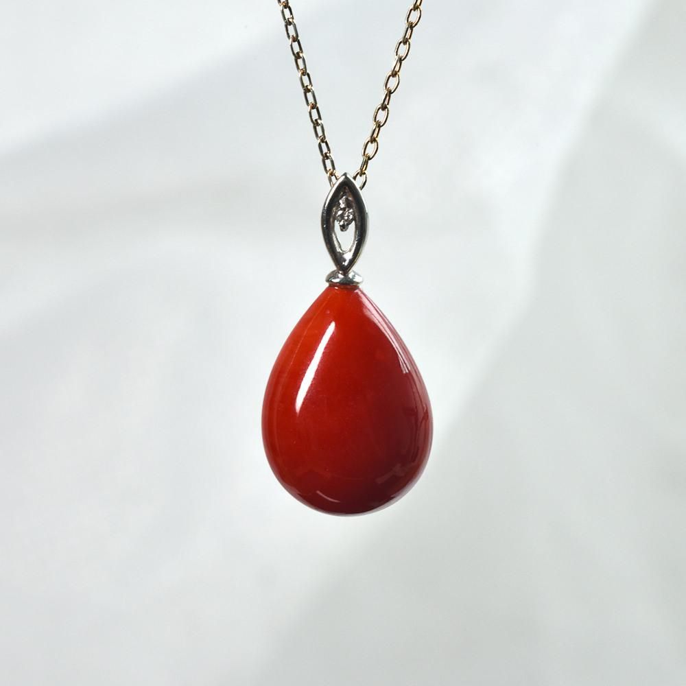 プレミアム]天然赤珊瑚（胡渡り） ペンダントトップ 11.7x15mm #AA002