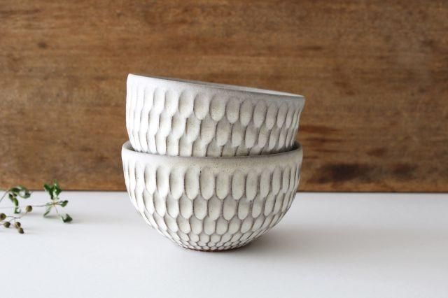 ボウル｜S｜波面取り｜白｜陶器｜シモヤユミコ｜和食器通販｜うちる