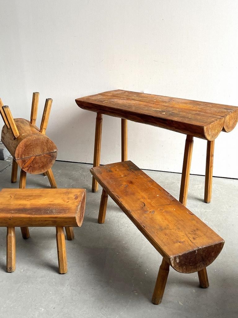 ヴィンテージ ウッド ベンチ/ローテーブル - アンティーク、ビンテージ