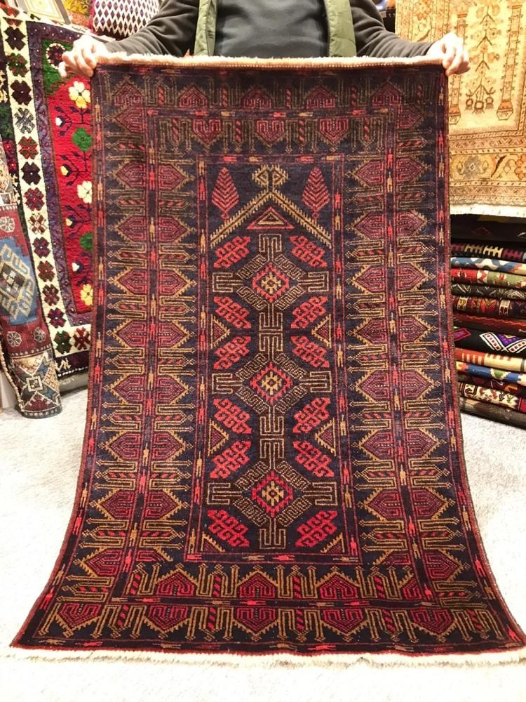 オールド絨毯/イラン・バルーチ/トライバルラグ約139×85cm - 手織り