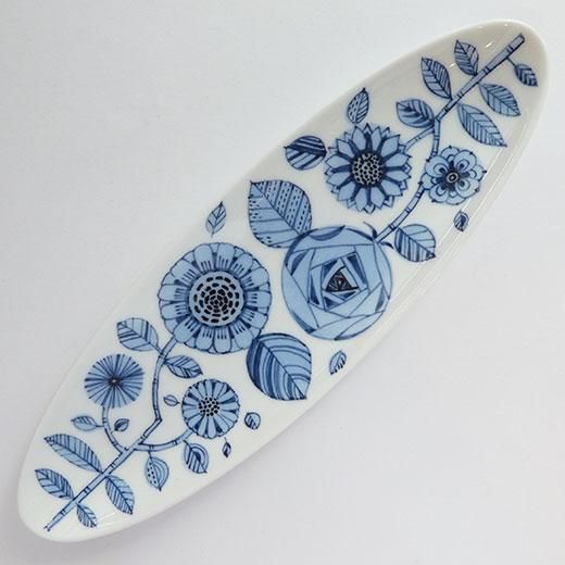 ギャラリー】北欧花柄 細楕円皿 - ウツワトエツケ ギャラリーショップ