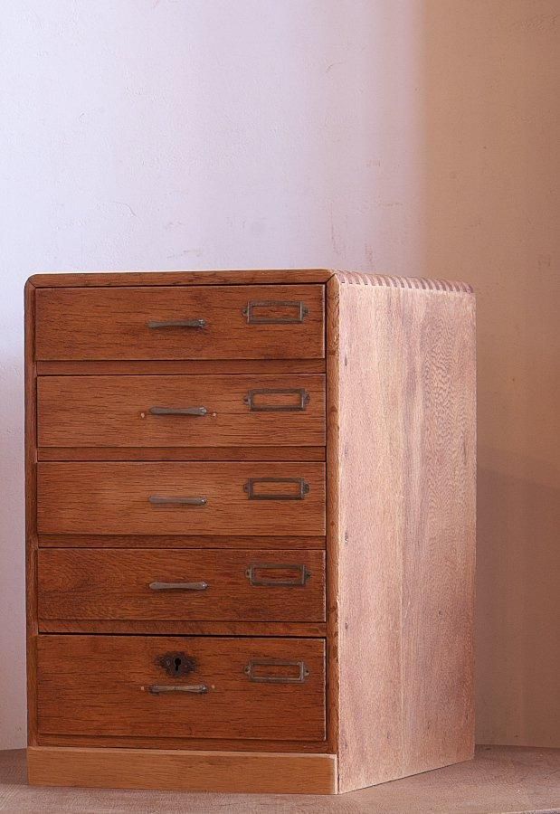 楢 ナラ 小引き出し 5杯 鍵付き - 古道具donguri