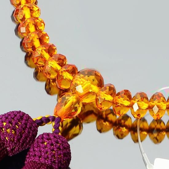 数珠 女性用 天然琥珀切子 - 数珠屋 念珠堂