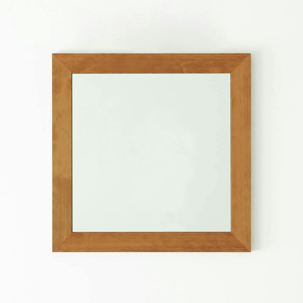 日本製】【幅広枠正方形ウォールミラー 幅60cm(ハニーブラウン/茶