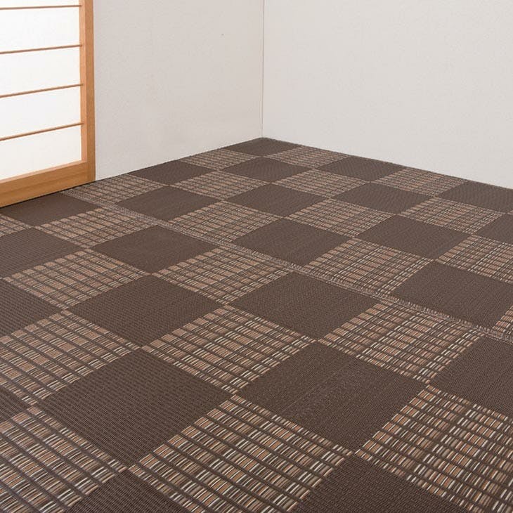 洗えるい草風ラグ 日本アトピー協会推薦 【江戸間6畳】【ブラウン