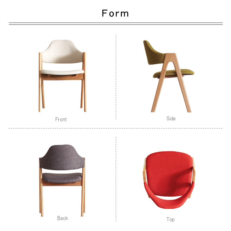 ZCN ダイニングチェア 2脚セット 肘付き ファブリック 全5色 天然木