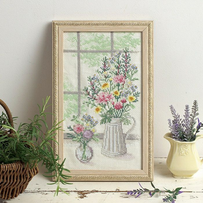 クロスステッチフレーム＜ハーブのある窓辺＞ | リバティ 生地、編み物