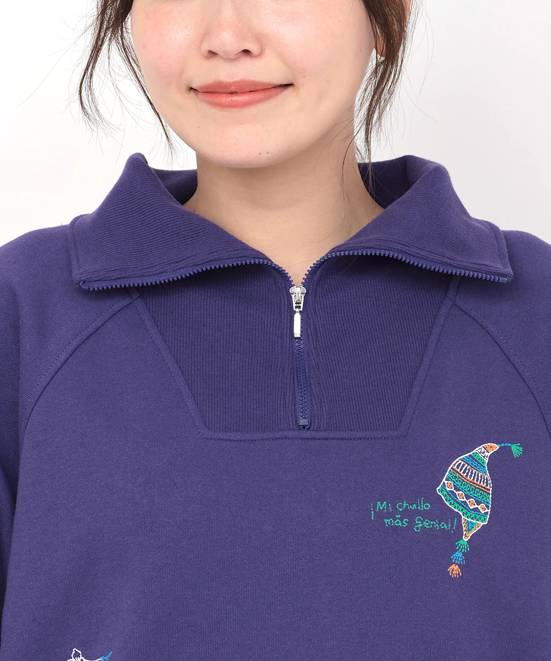 スケッチ刺繍ハーフジッププルオーバー 【3月2日(月)15時までの限定