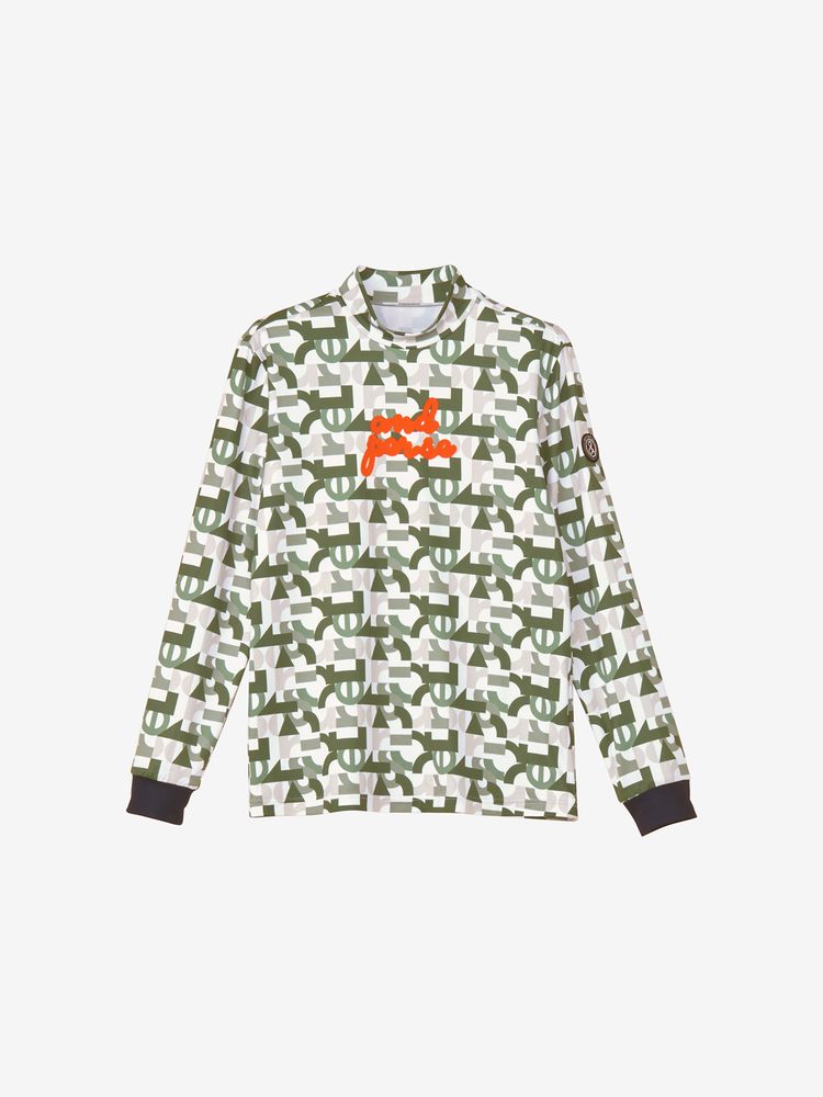 公式・アウトレット】プリンテッドジャージー 長袖モックネックシャツ