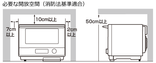 ウォーターオーブン（ヘルシオ）｜設置について（AX-XJ1/XJ600）：シャープ