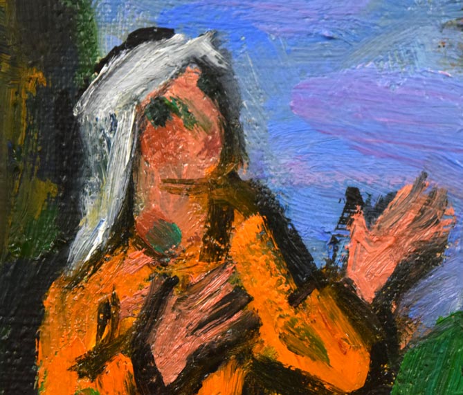 田中忠雄「よみがえり・復活の朝」油絵・F3号 絵画買取・販売の小竹美術