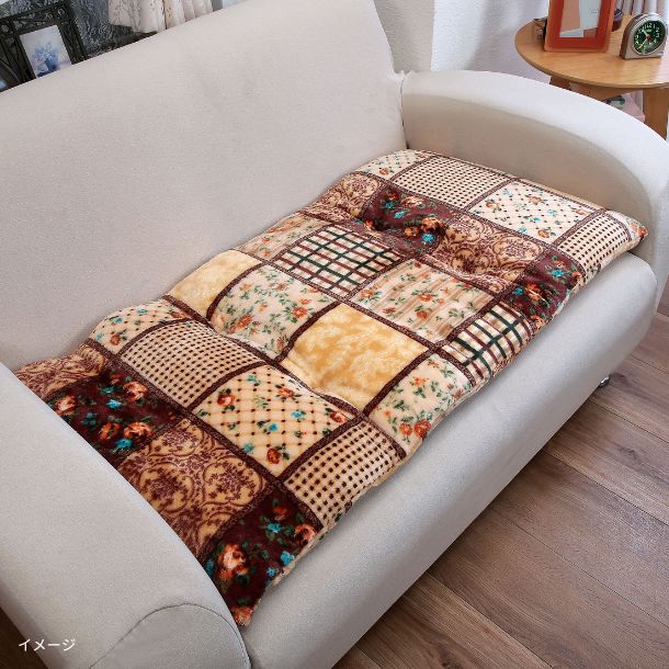 パッチワーク調ソファーパッド ベージュ」2人掛け用のお得通販