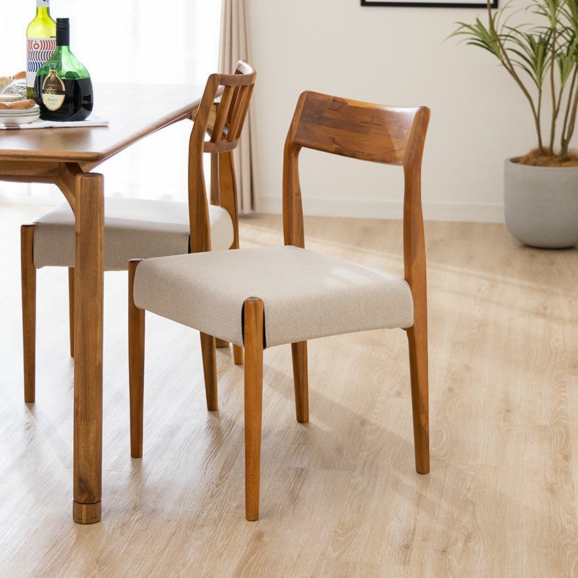 2脚セット】ダイニングチェア EDDA 肘なし 座面ファブリック 布張り