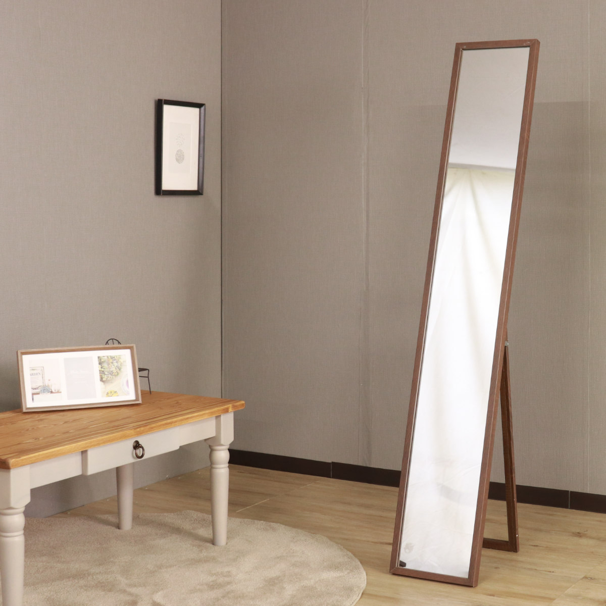 スタンドミラー 全身 幅25×高さ150cm 木目調 （ コンパクト スリム