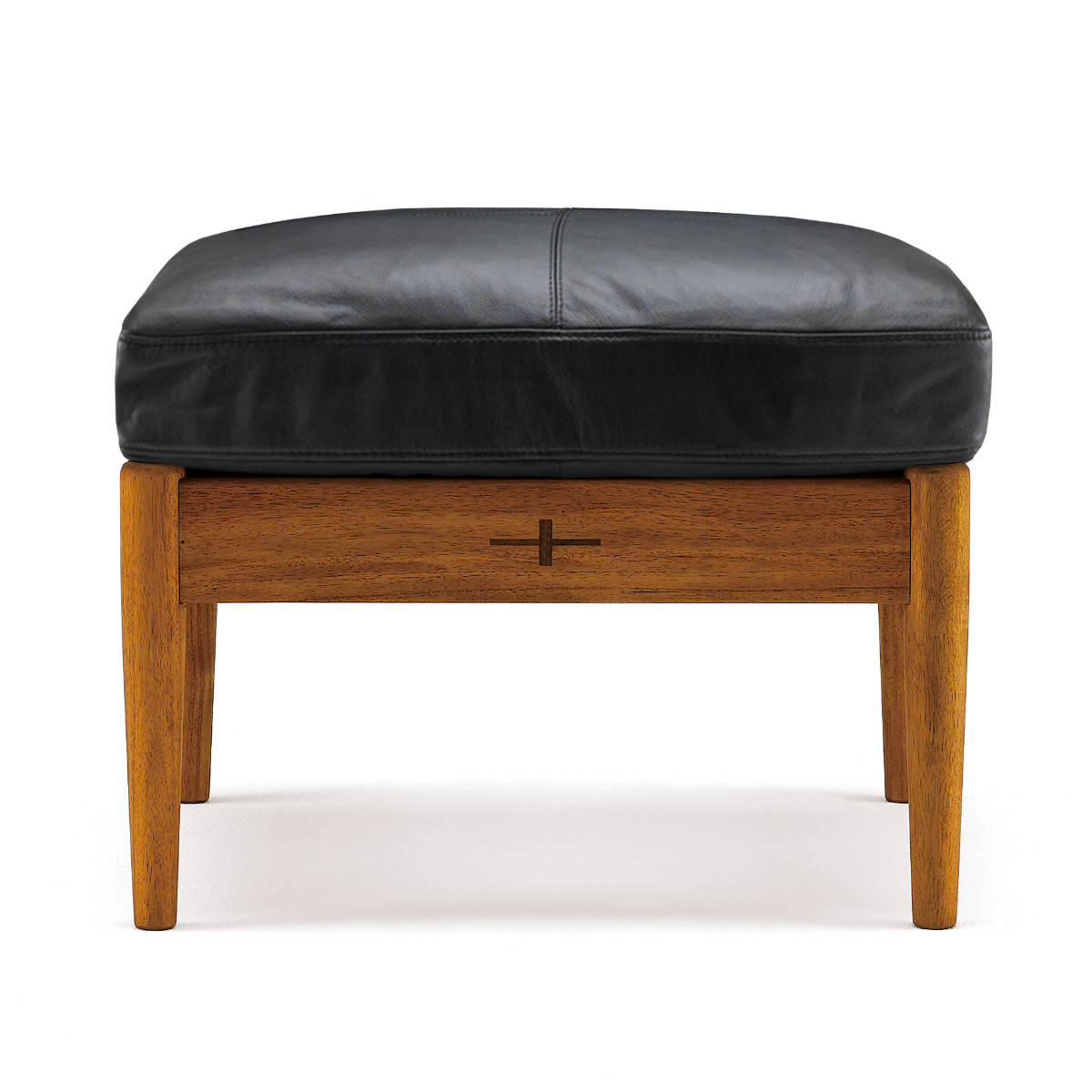 オットマン 座面高44cm 本牛革ブラック EDDA （ 開梱設置 エッダ 革 本