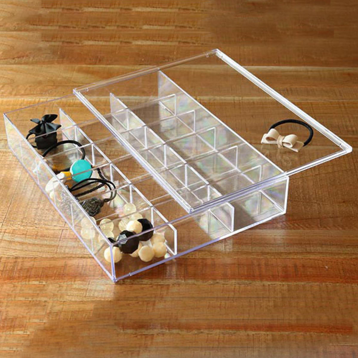 dショッピング |クリアケース ふた付き 18分割 透明 プラスチック 収納