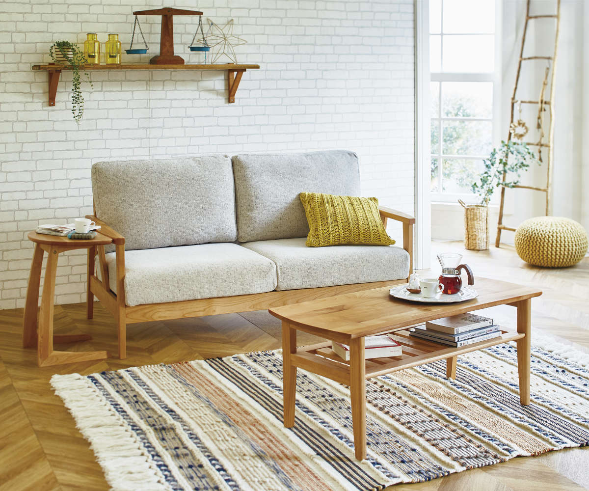 サイドテーブル 高さ53cm 木製 半円型 – ハウジー