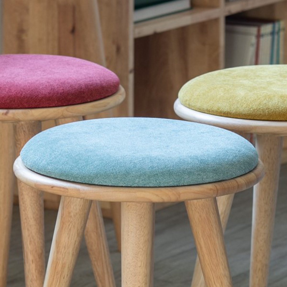 スツール 高さ50cm 円型 置きクッション 起毛生地 ボア生地 ラウンド