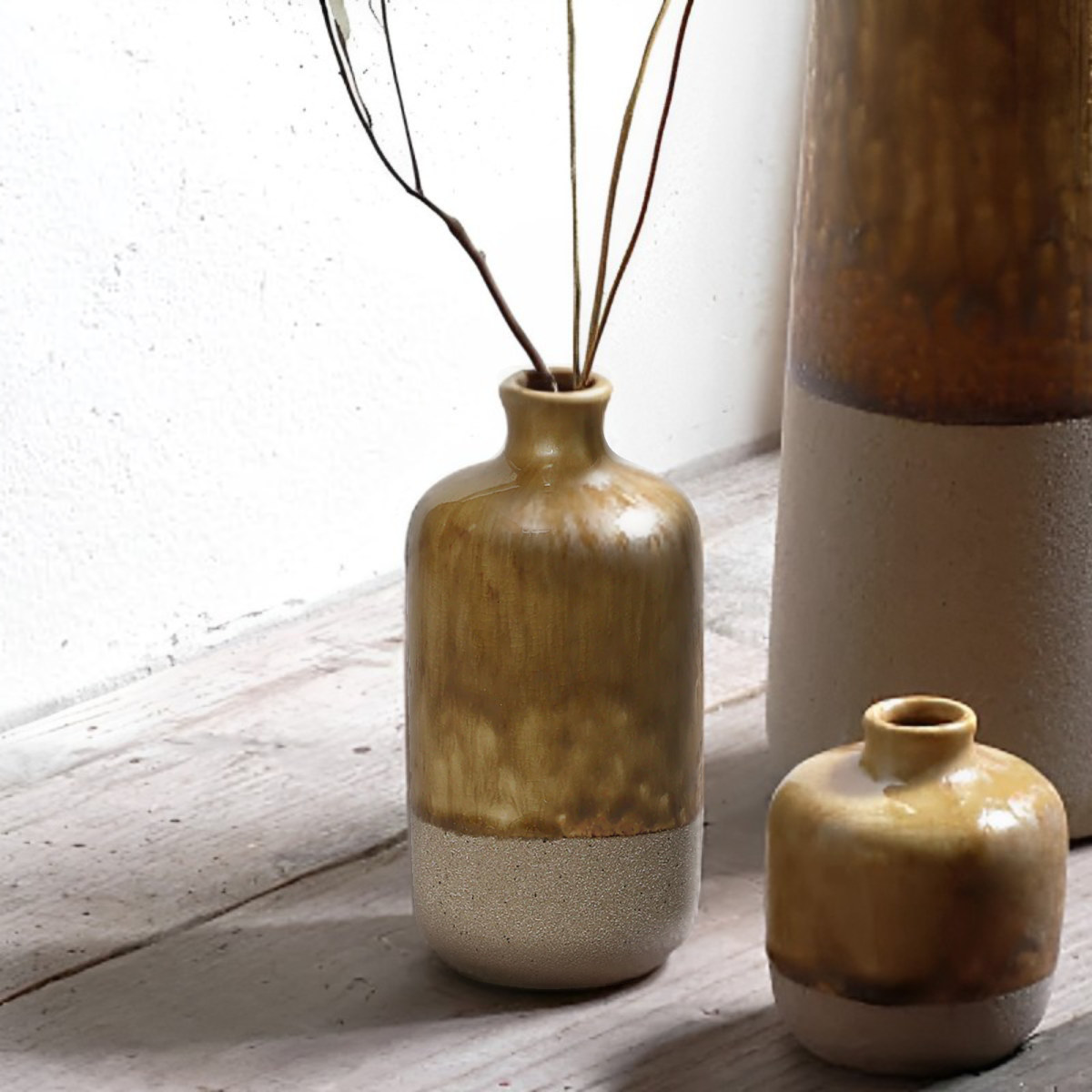 花瓶 ブロン ハニーブラウン tall フラワーベース 花器 陶器 （ 花ビン