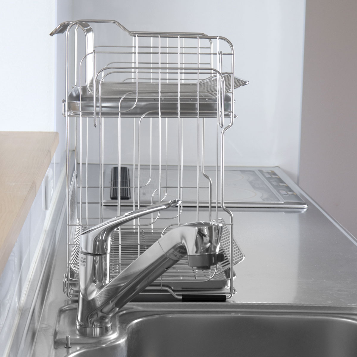 水切りラック 幅41cm 2段 （ まな板立て付き 日本製 ステンレス シンク