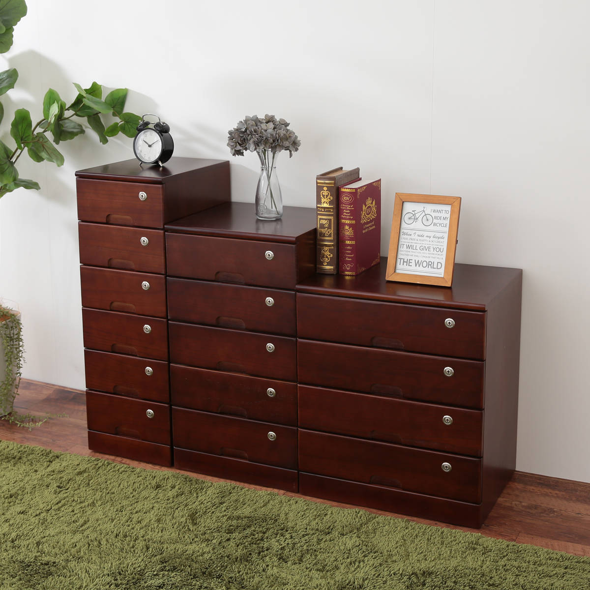 チェスト 幅36cm 5段 桐製 鍵付き 隠しキャスター （ 桐 天然木 鍵