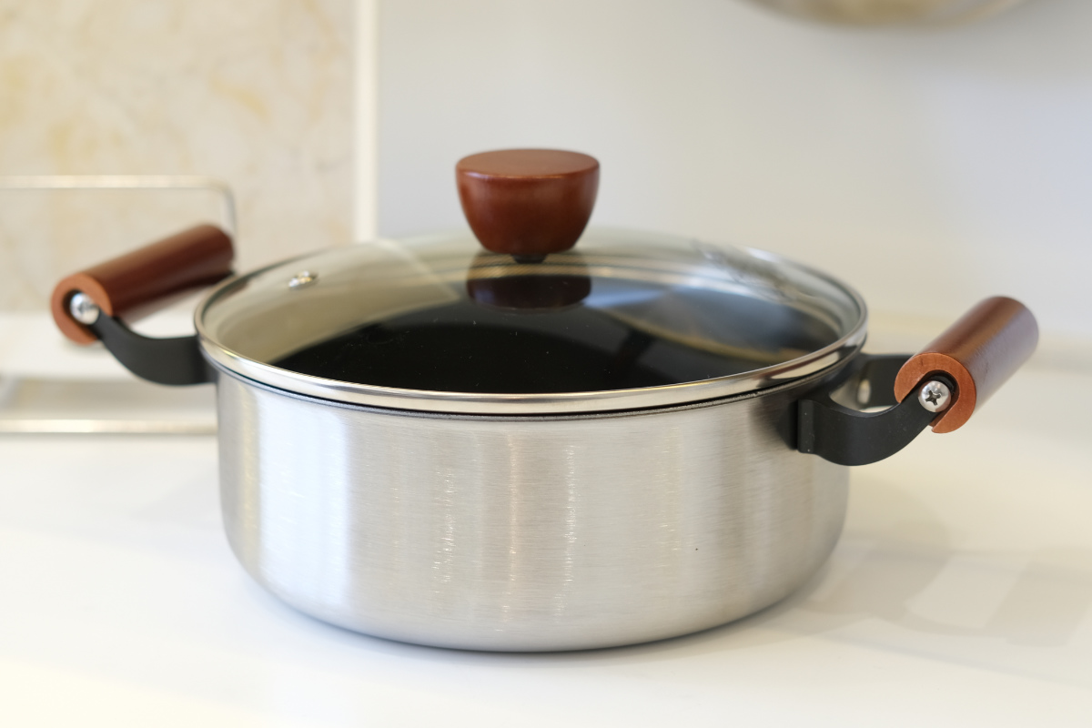 両手鍋 20cm IH対応 ガラス蓋付き ファストクック 2層鋼ダイヤモンド