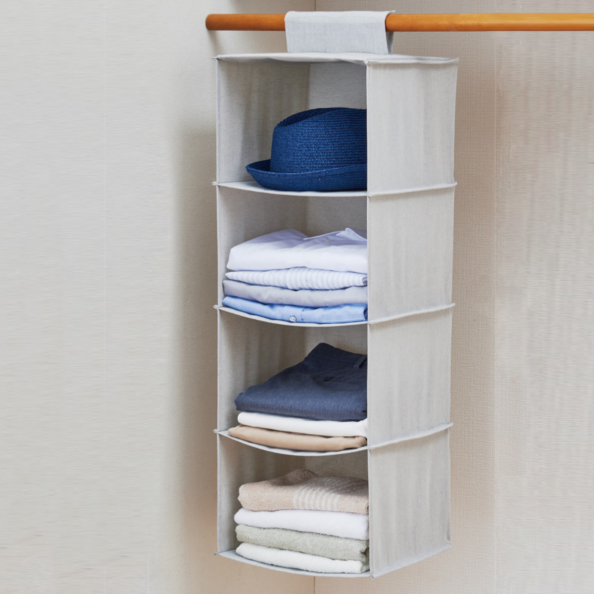 クローゼット 吊り下げ 収納ラック 4段 （ 吊り下げ収納 ボックス 衣類