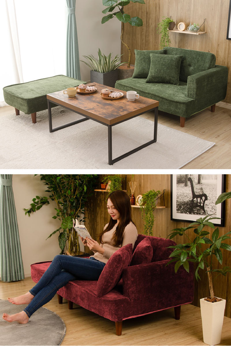 ソファ 2人掛け クッション付き コーデュロイ （ ソファー sofa L字