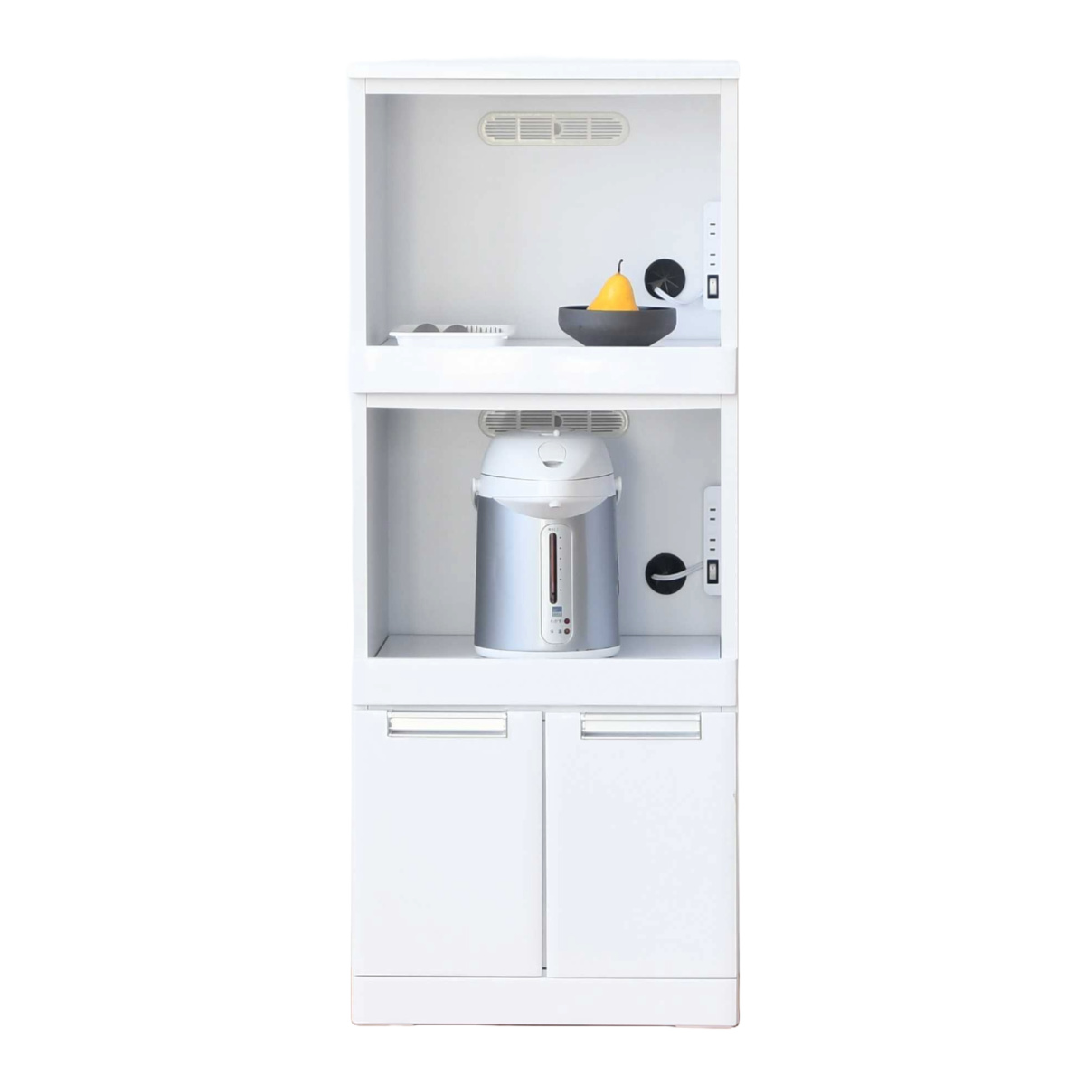 レンジ台 2段スライド グロスホワイト 完成品 幅49cm （ レンジラック