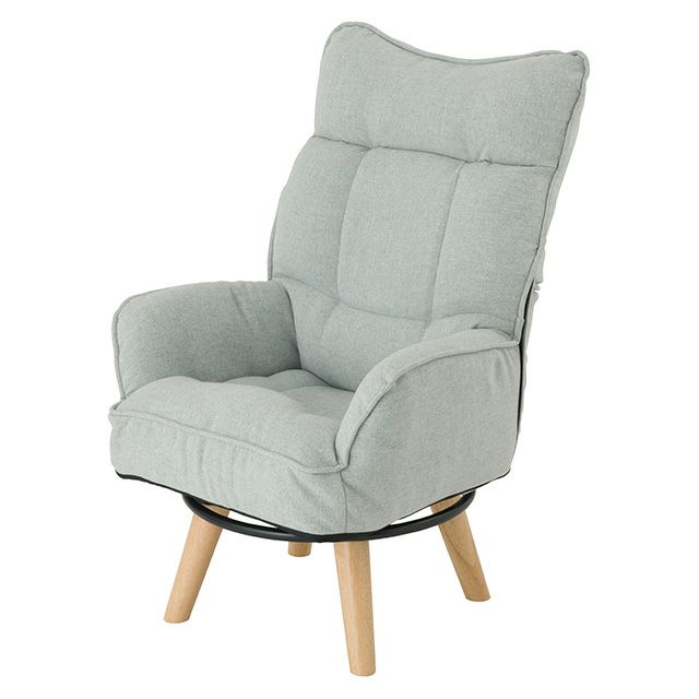 座椅子 ハイバック 回転式 肘掛け 脚付き 幅64×奥行62(62～76cm)×高