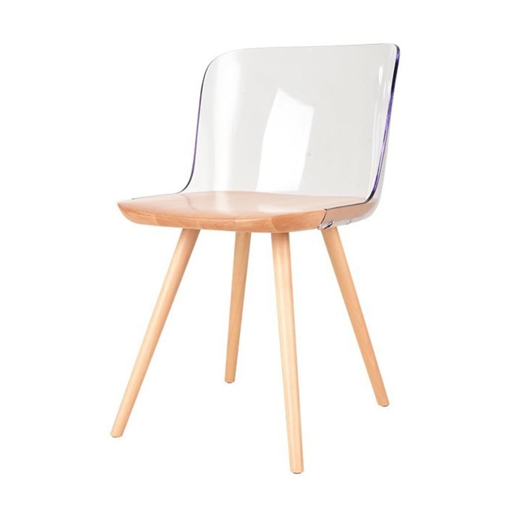 Amazon｜モダンな透明椅子 2 個セット、木製脚付き、アクリル