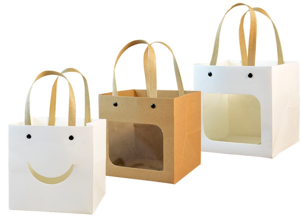 Amazon | ギフト紙袋 15×15cm 笑顔 ギフトバッグ 手提げ袋 四角