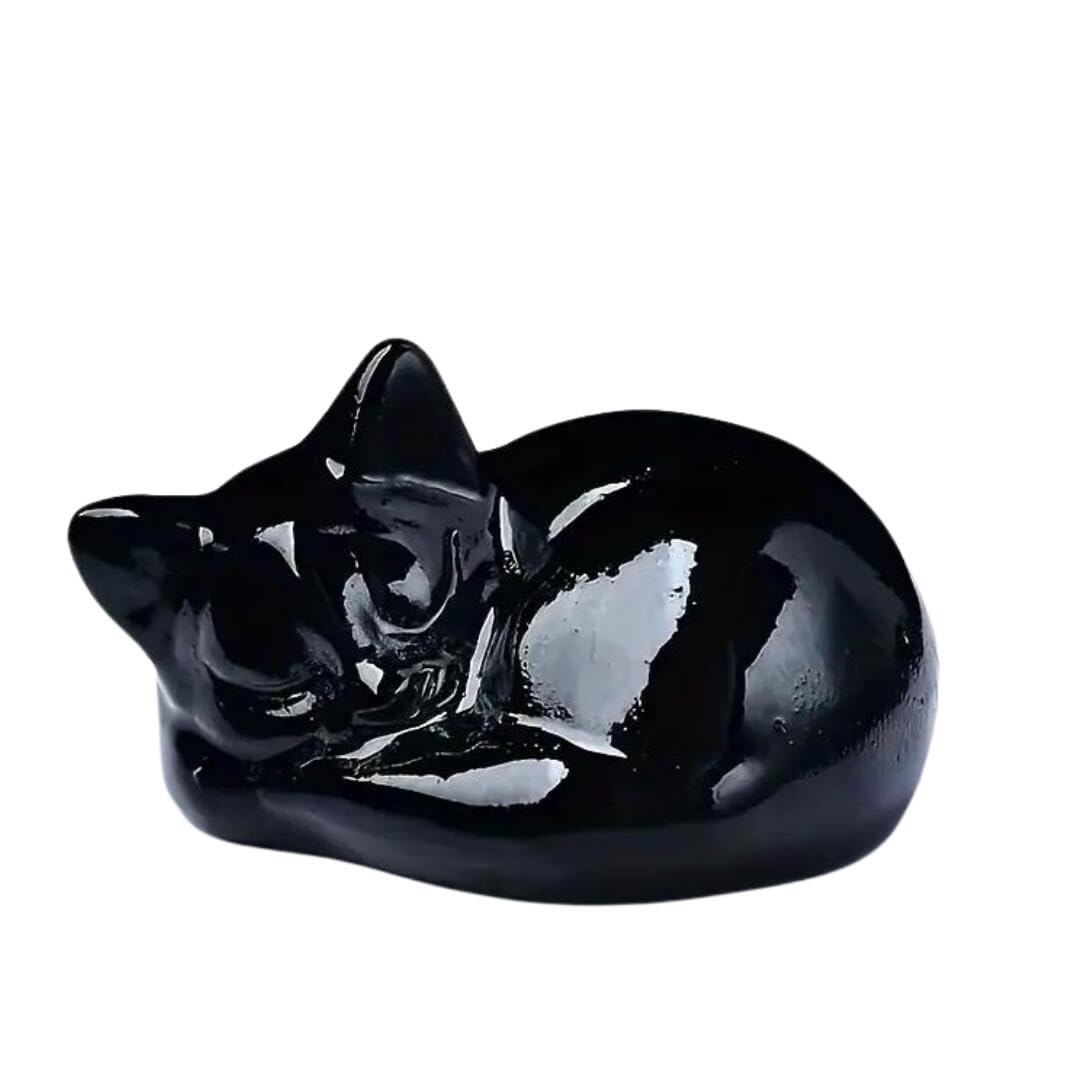 Amazon.co.jp: お昼寝 猫のペーパーウェイト 彫刻（オブシディアン