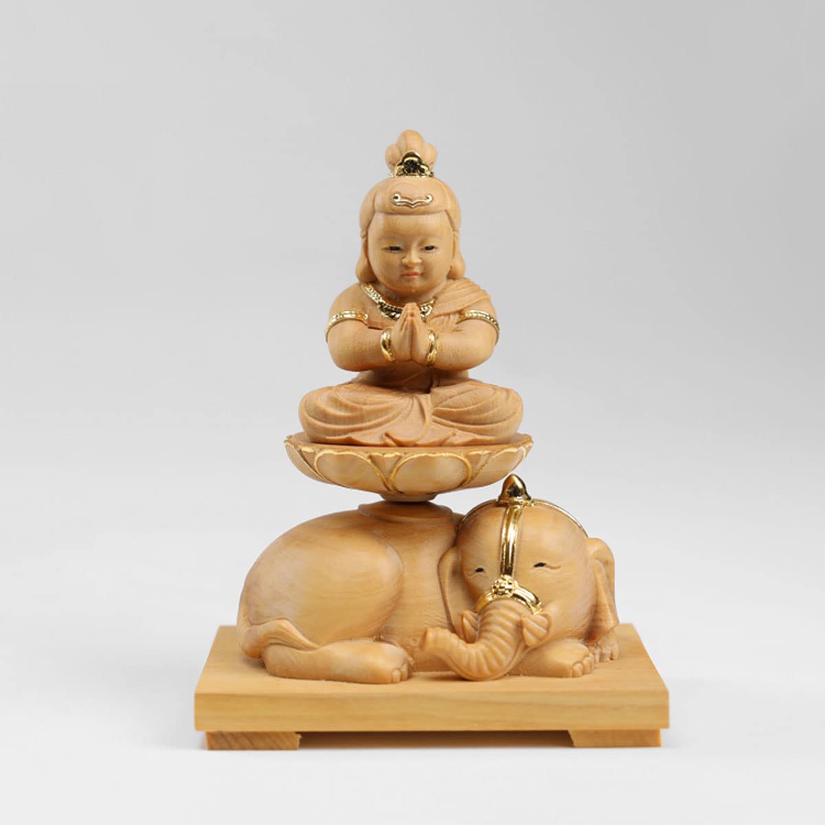 Amazon｜仏像 可愛い【 普賢菩薩 】桧木製高級木彫り 仏像コレクション