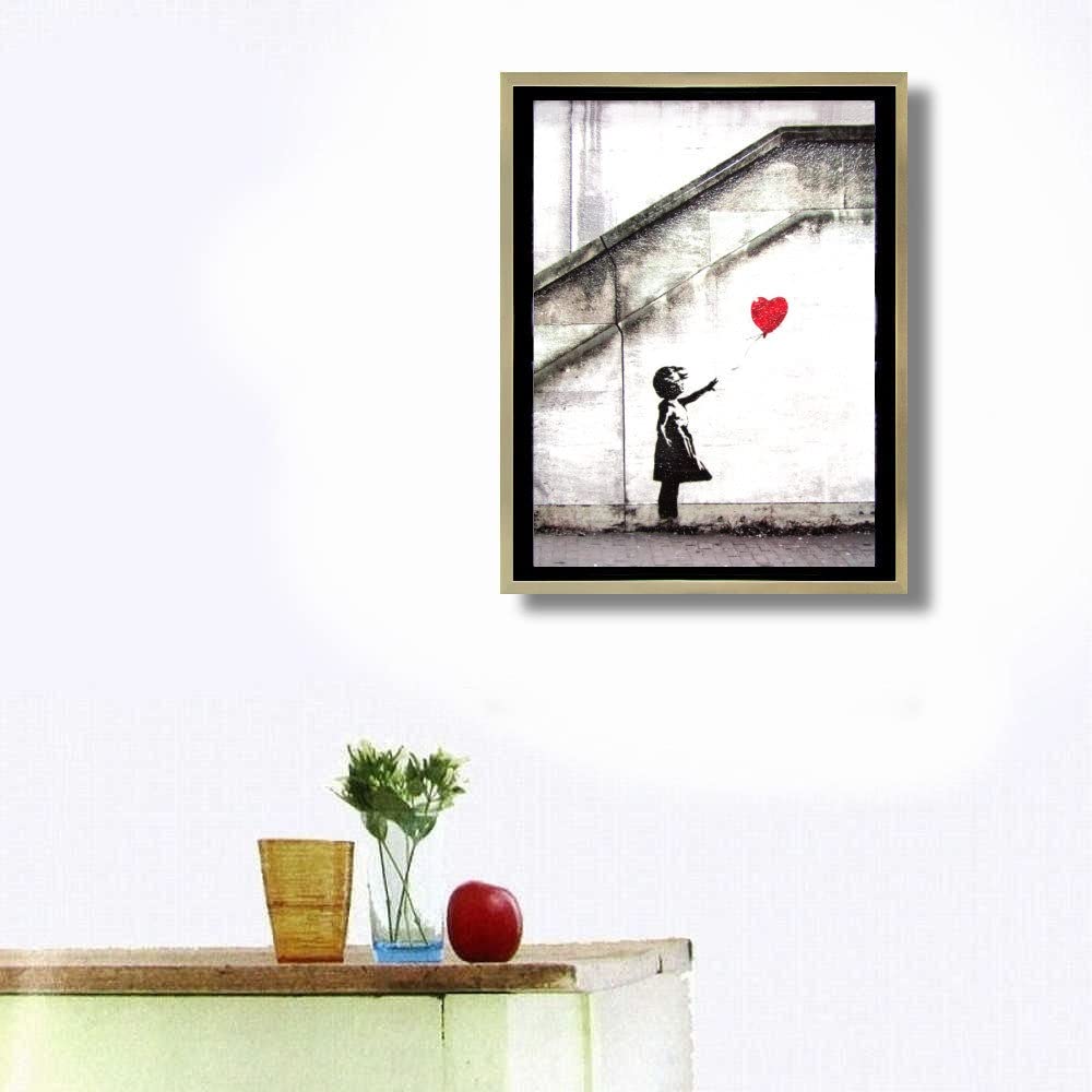Amazon | バンクシー『レッドバルーン』複製画 額付 絵画 風景画 少女