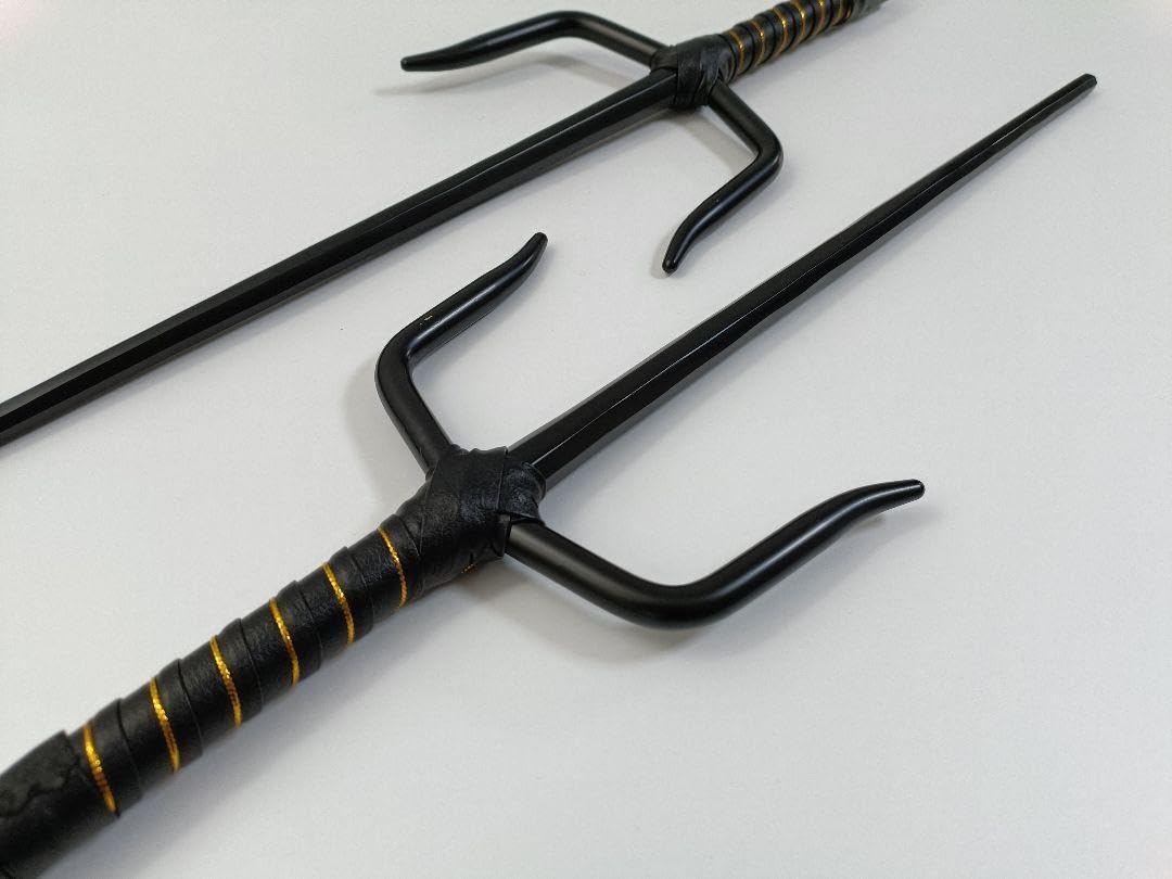 Amazon.co.jp: 武具 十手 48CM 黒メッキ 鉄製 釵 サイ 琉球古武術 武