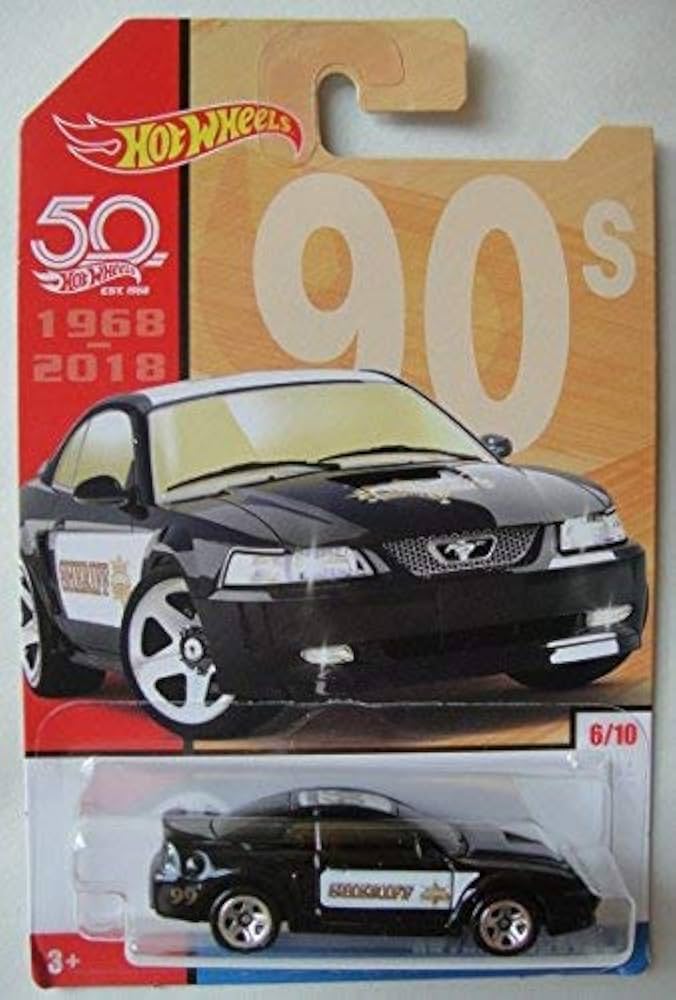 Hot Wheels 90s, Black '99 Ford Mustang 6/10 50TH Anniversary
