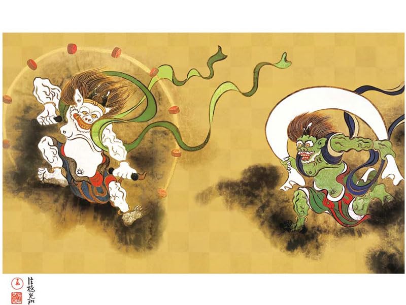 Amazon.co.jp: JHA 絵画 アート額絵 日本の名画 尾形光琳「風神雷神図