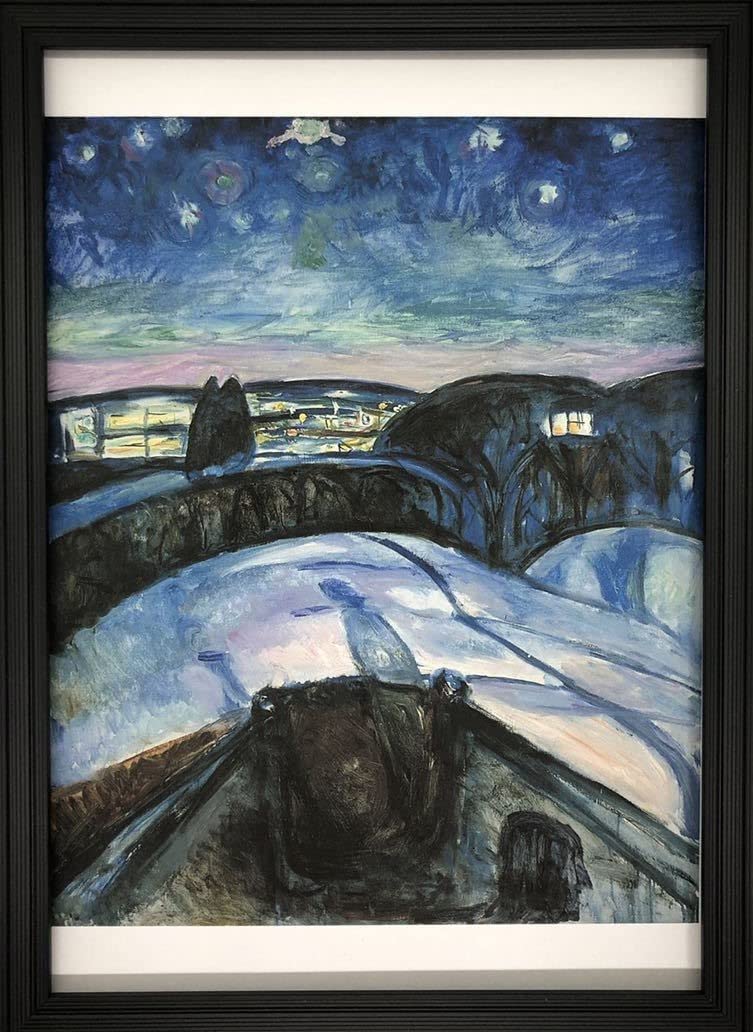 Amazon.co.jp: エドヴァルド・ムンク 星月夜 A4 ポスター 輸送用 額