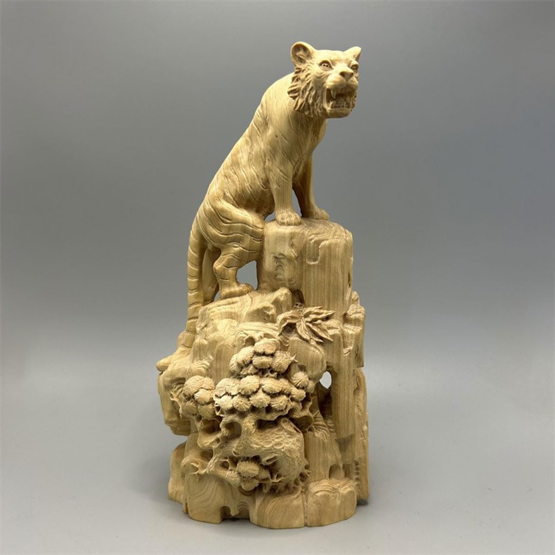 Amazon.co.jp: 木彫り 置物 上山虎 木彫り虎の置物 風水 寅 干支 新年