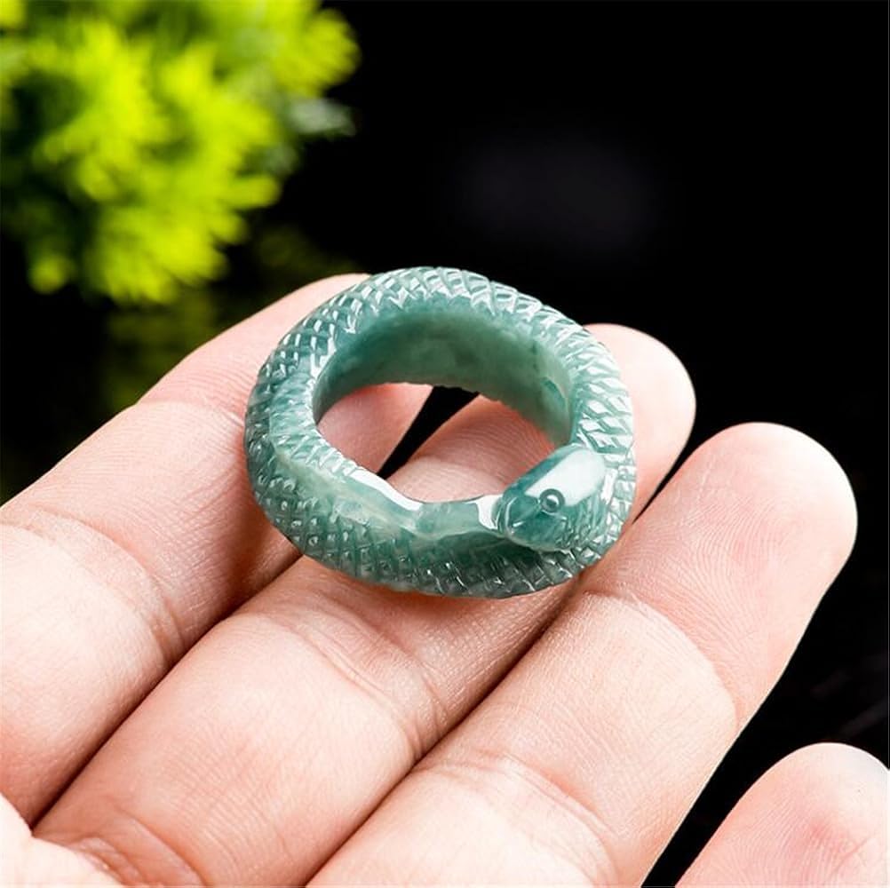 Amazon | [Agst-chi] 天然 翡翠 藍水 リアルスネーク くりぬき リング
