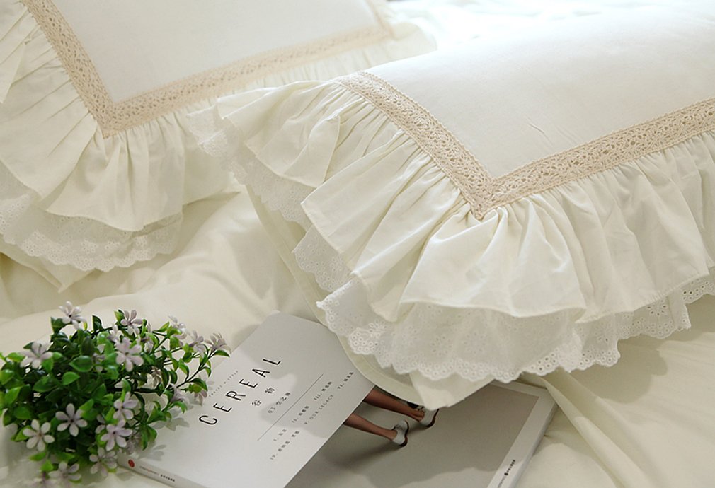 Amazon｜lecozy 綿100％ 姫系寝具カバー 刺繍レース付き フリル