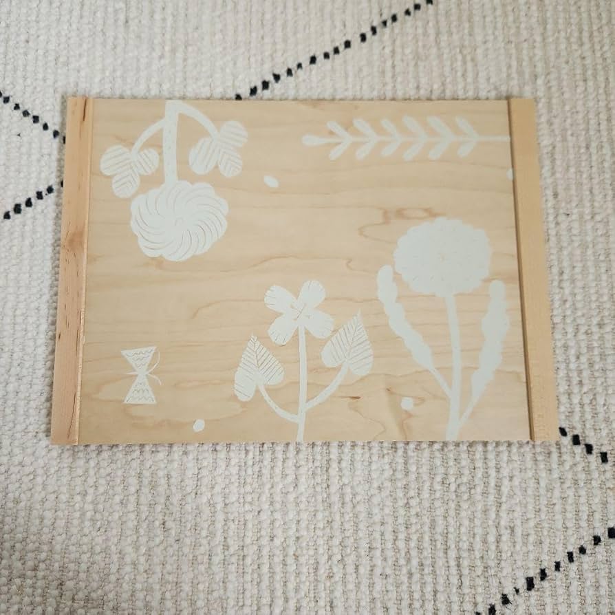 Amazon｜鹿児島睦 天然木 トレイ お盆 花柄 メープル｜トレイ・盆