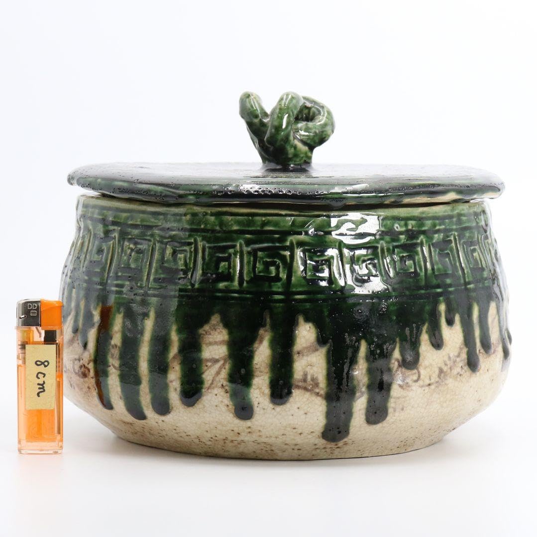 青織部共蓋水指 書付有 茶道具 M305 【公式通販】