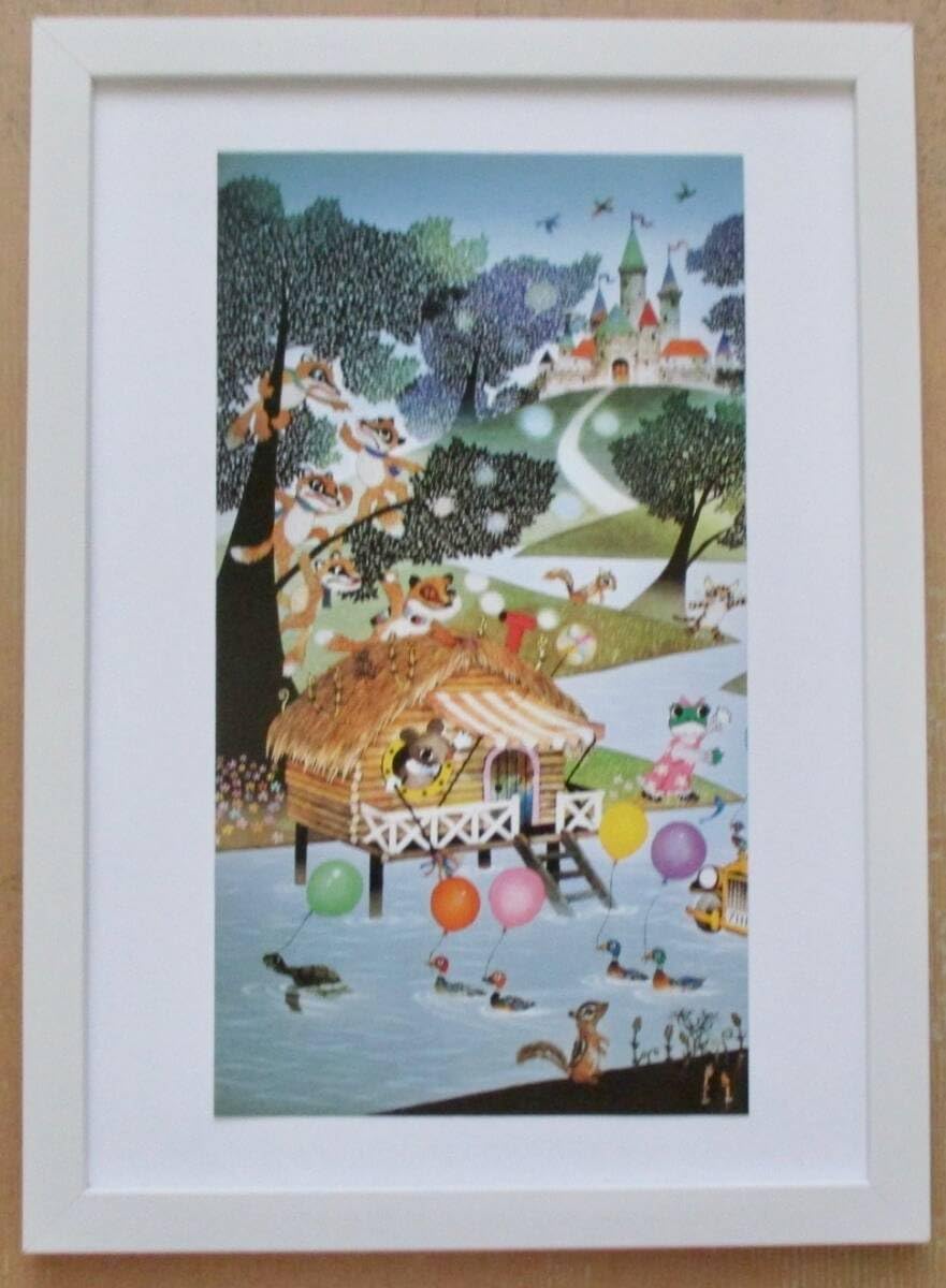 Amazon.co.jp: 藤城清治「ケロヨンのユートピア1」印刷物 画集画 A4額
