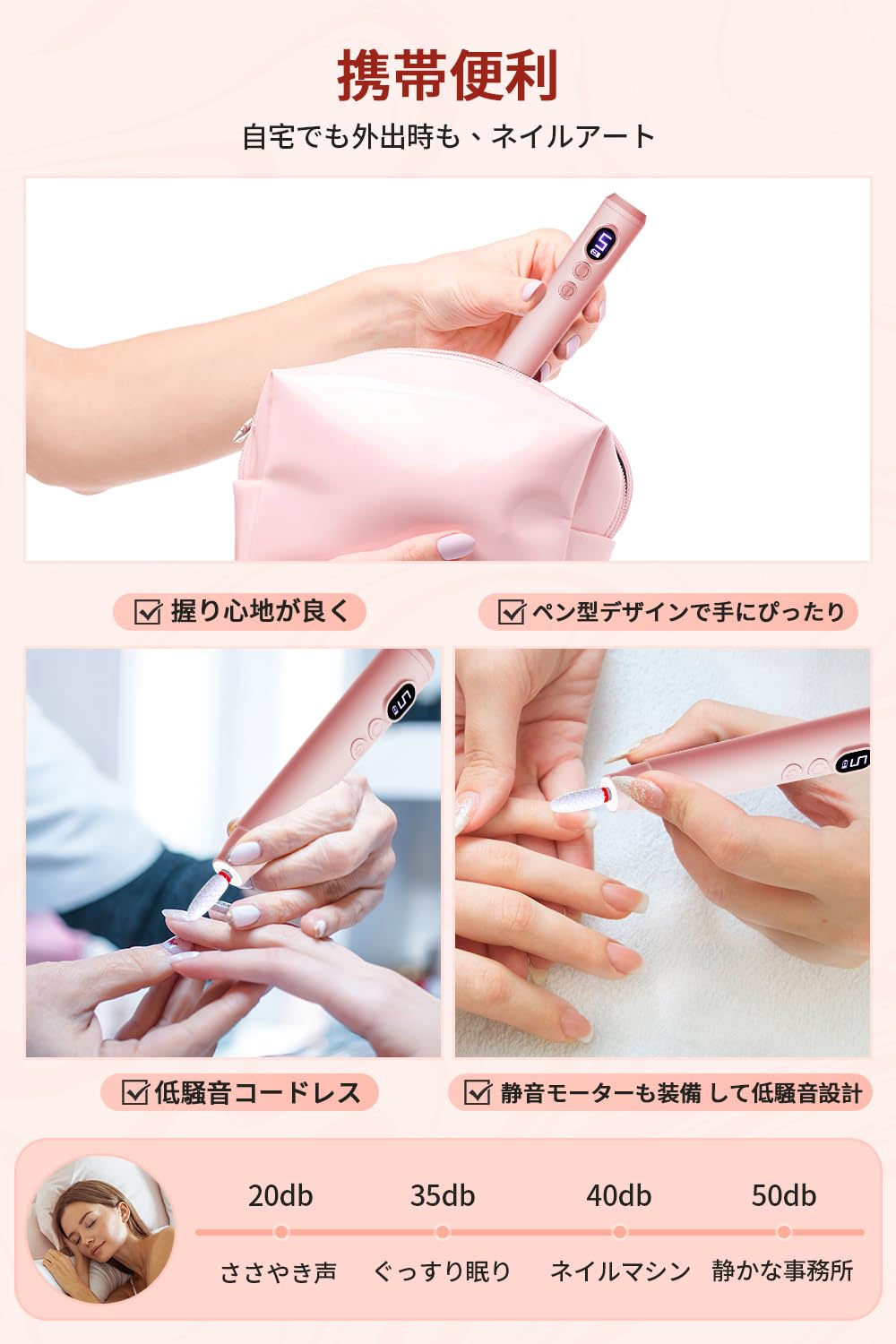 Amazon.co.jp: ネイルマシン コードレス 【ライト付+LEDディスプレイ