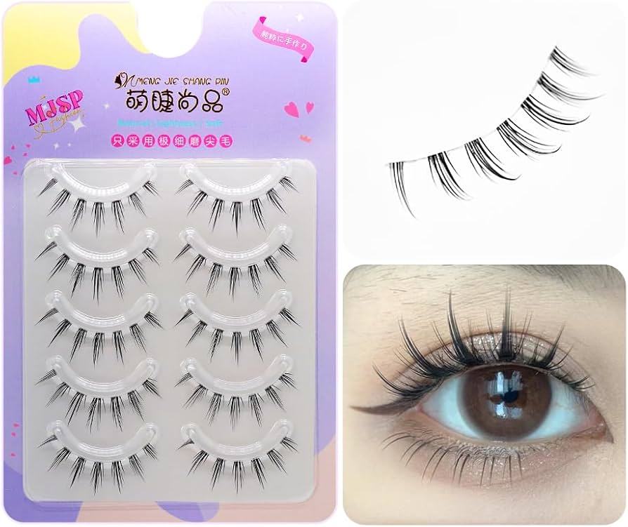 Amazon | つけまつげ ナチュラル ア 人気 5ペア 0.01mm極細 透明軸 芯