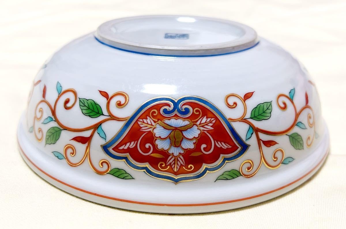 Amazon.co.jp: 前畑陶器 美濃焼 庫山窯 古伊万里 染錦花文 中鉢 お菓子